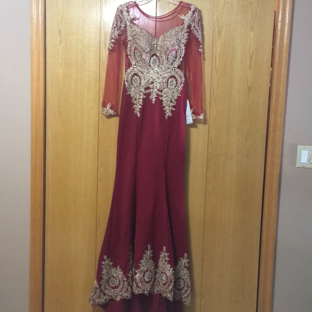 Red and Gold Mermaid Gown